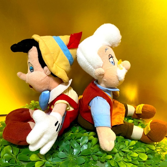 DISNEY EXCLUSIVE VTG 90s PINOCCHIO & GEPPETTO RETIRED BEAN BAG PLUSH - Picture 3 of 10